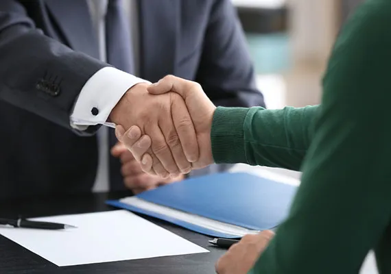 Handshake over a signed agreement